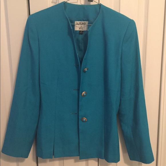 Aqua colored blazer and skirt set - Picture 2 of 7